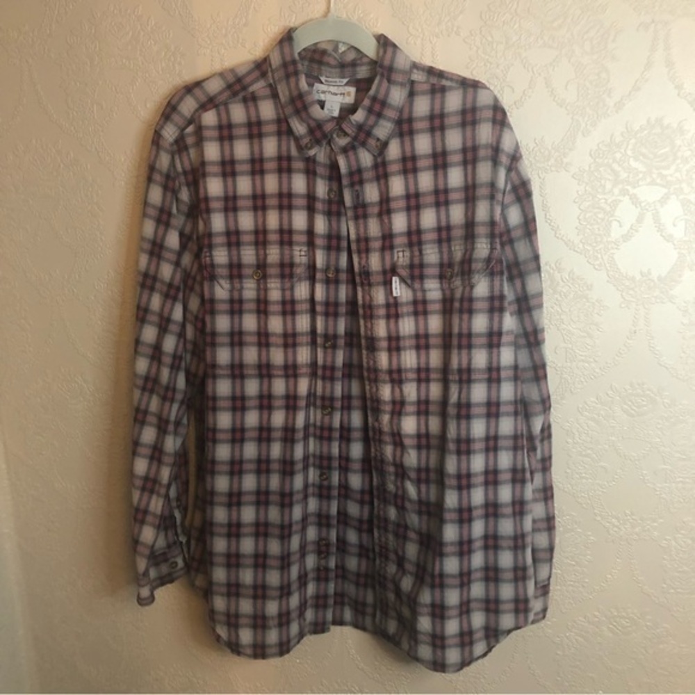 Carhartt Relaxed Fit button down long sleeve L great condition plaid